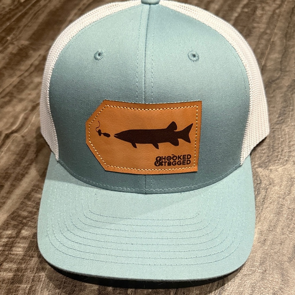 Teal and White Fishing Cap